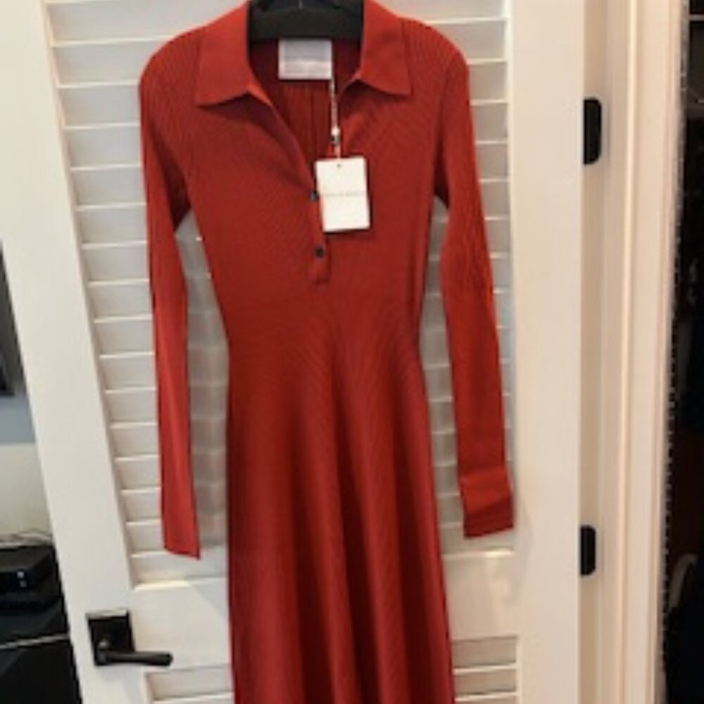 NWT MARIA McMANUS Collar Dress in Rust